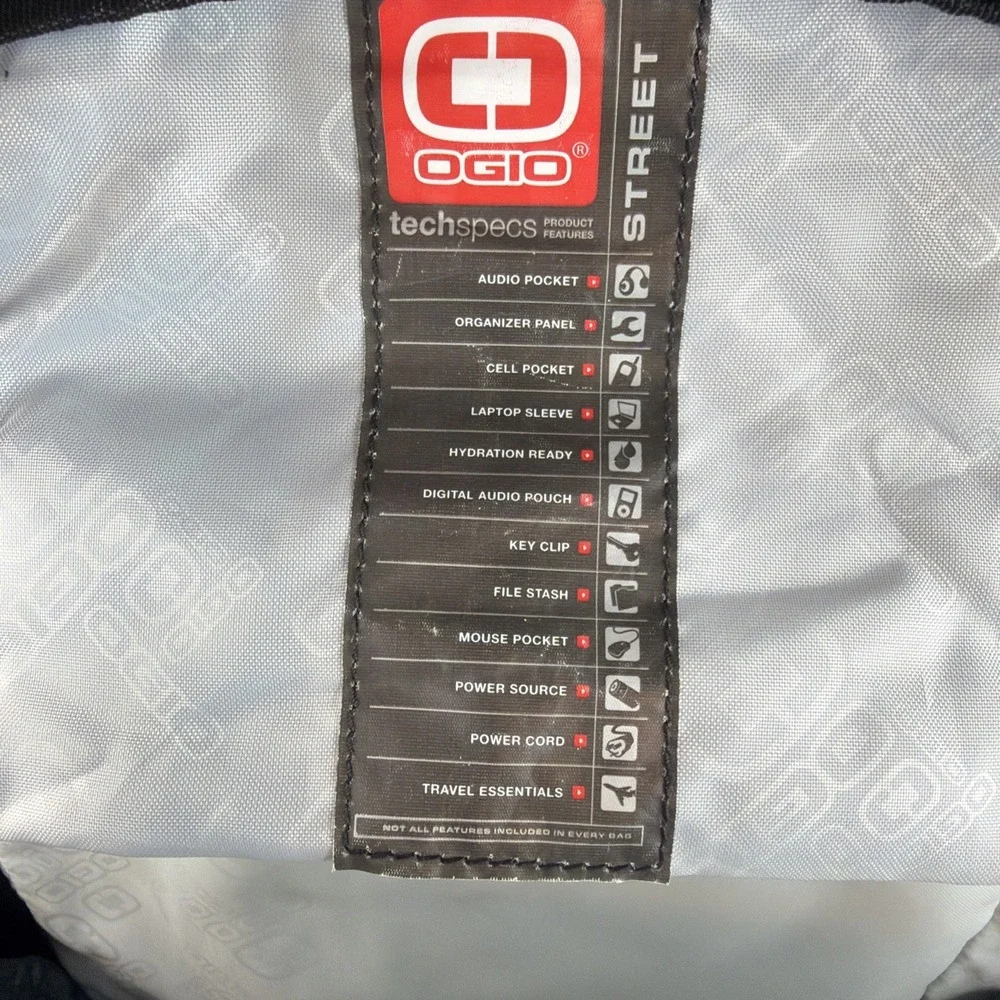 OGIO Street Backpack Black Gray BG Products Since 1971 Laptop Tech Organizer Bag